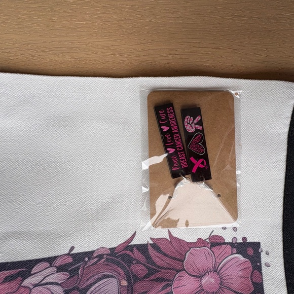 Breast Cancer Awareness Tote Bag- *Free earrings! - Picture 4 of 6
